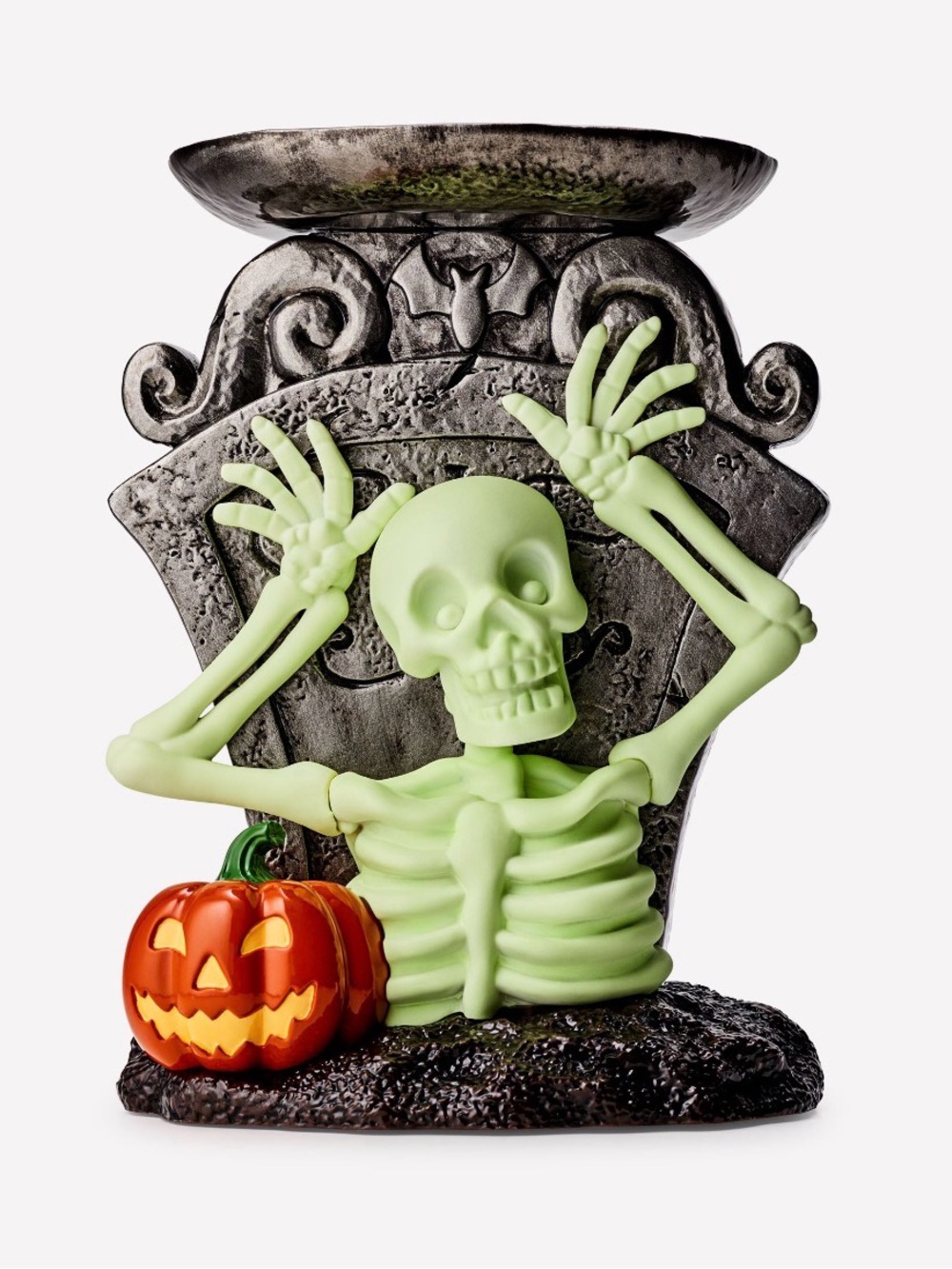 NWT IN HAND LIMITED RELEASE GLOW IN THE DARK SKELETON “BOO”  CANDLE HOLDER